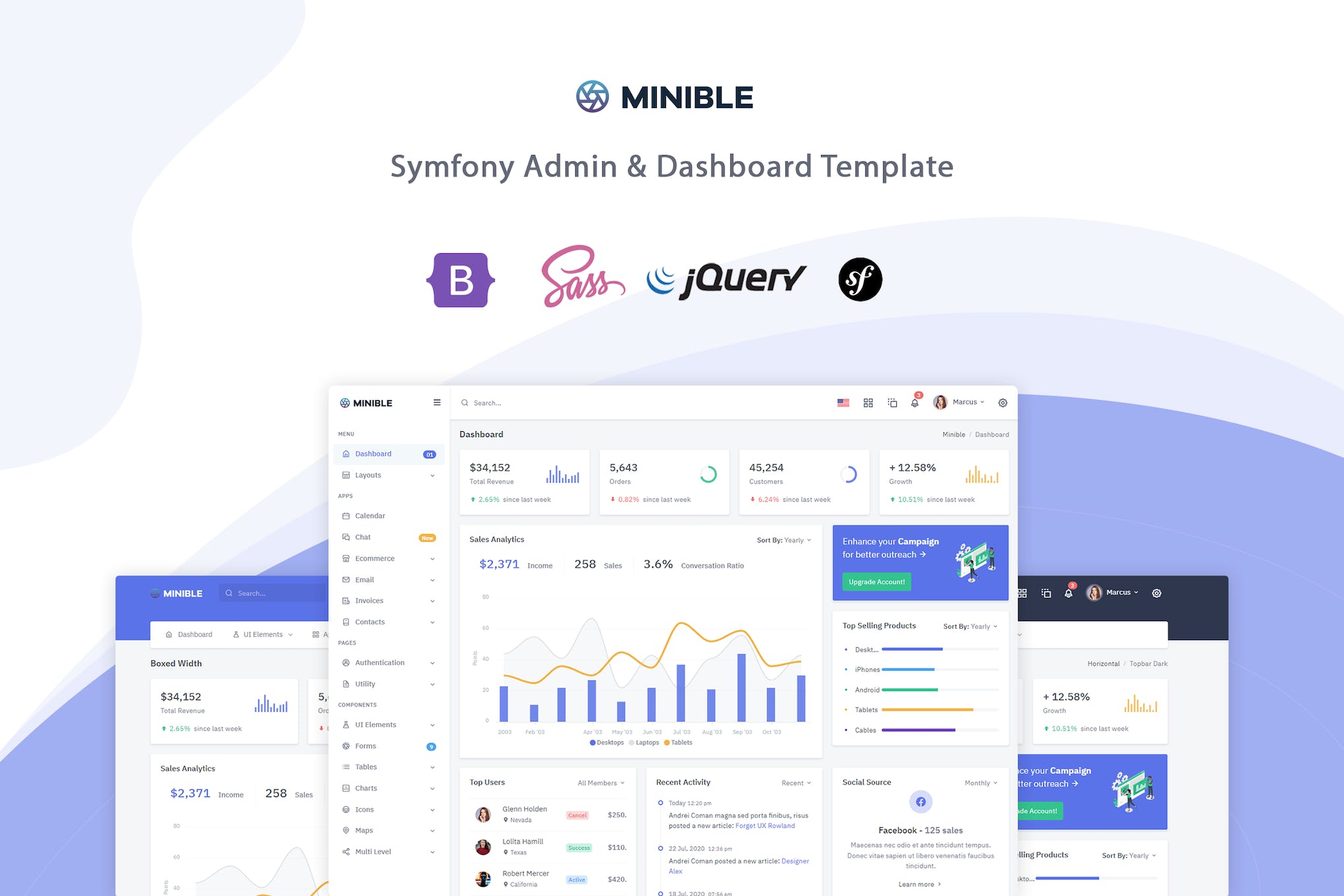 Minible - Symfony Admin & Dashboard Template- Download For Wordpress