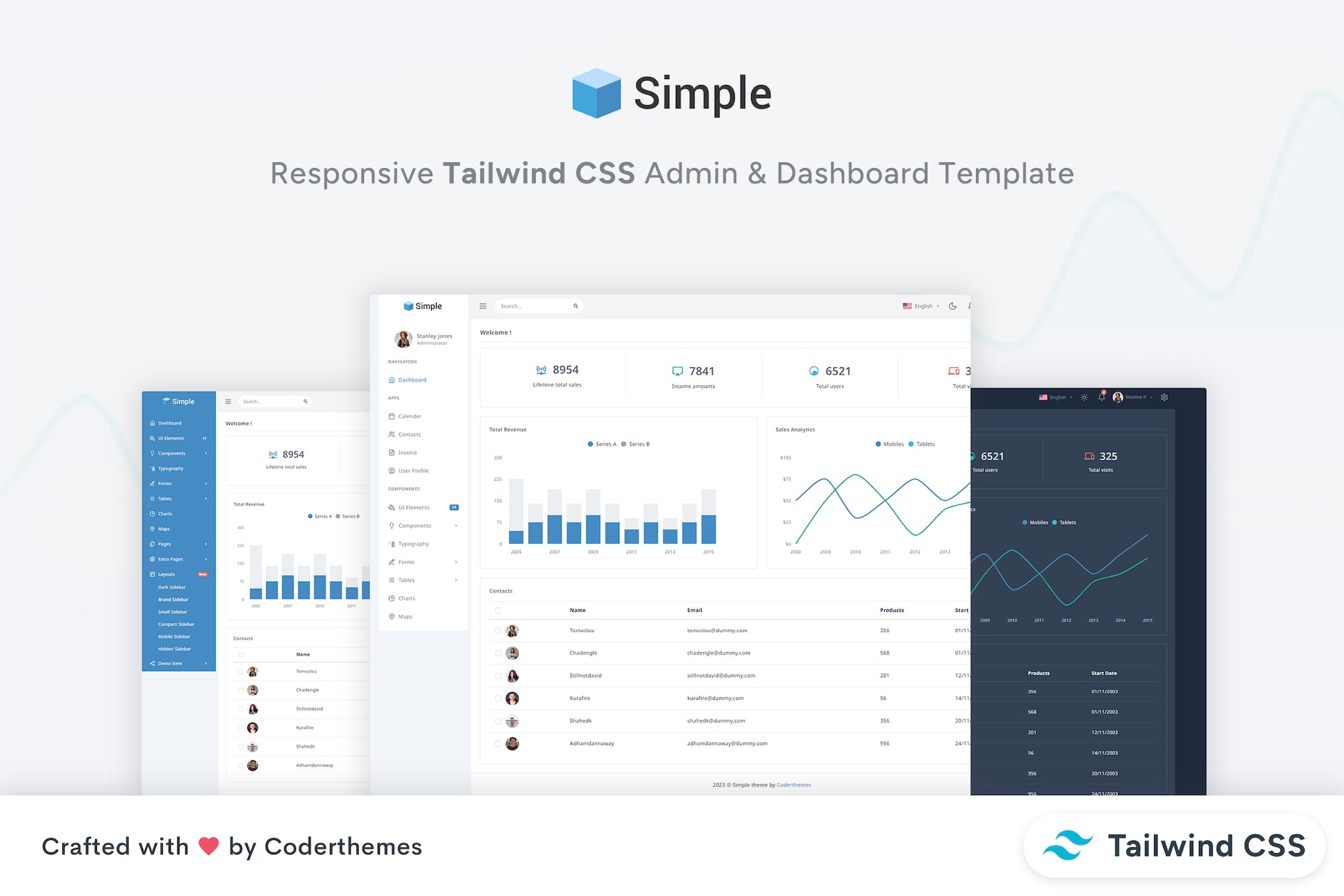 Simple - Tailwind CSS Admin & Dashboard Template- Download For Wordpress