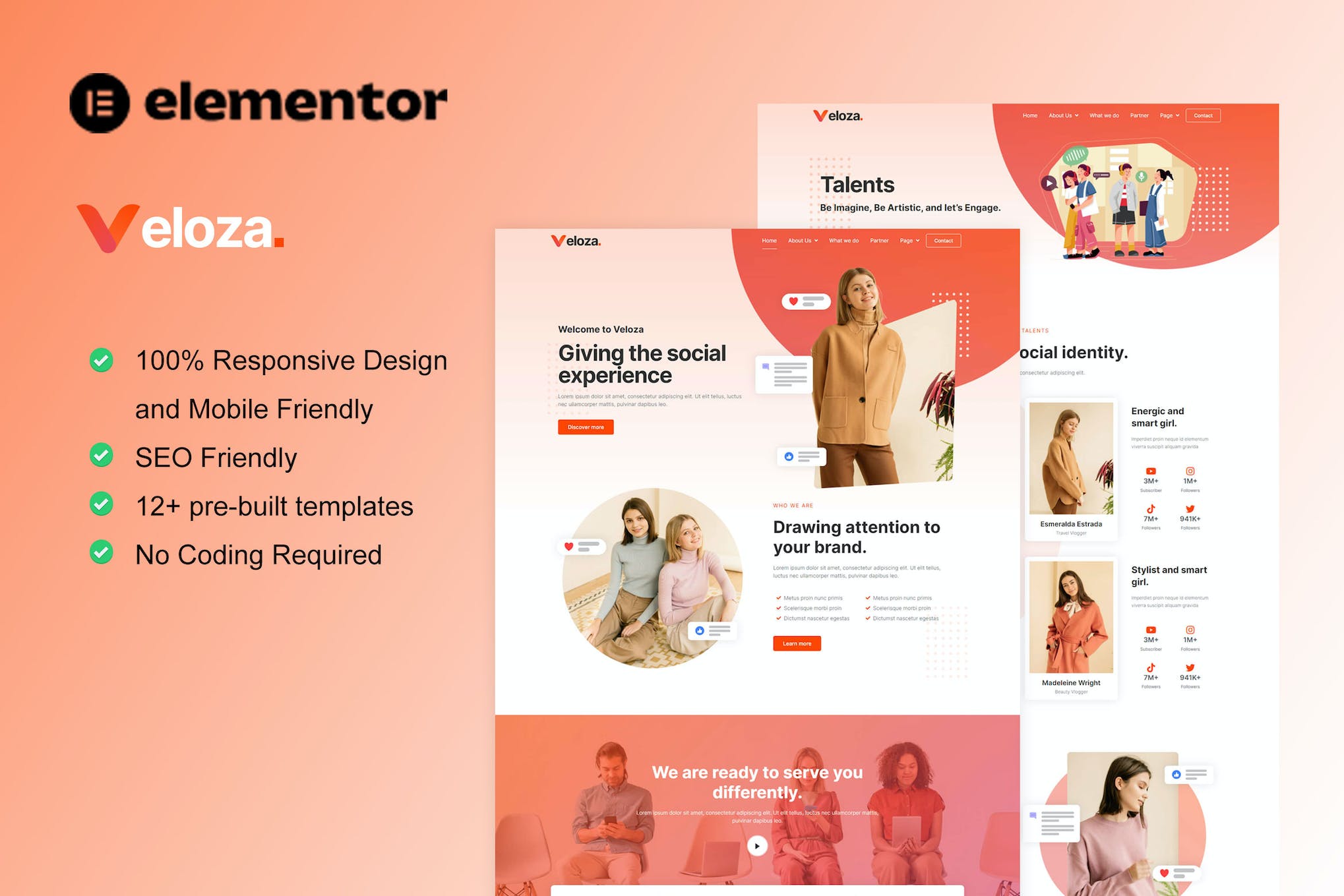 Veloza   Influencer & Talent Agency Elementor Template Kit In 2023