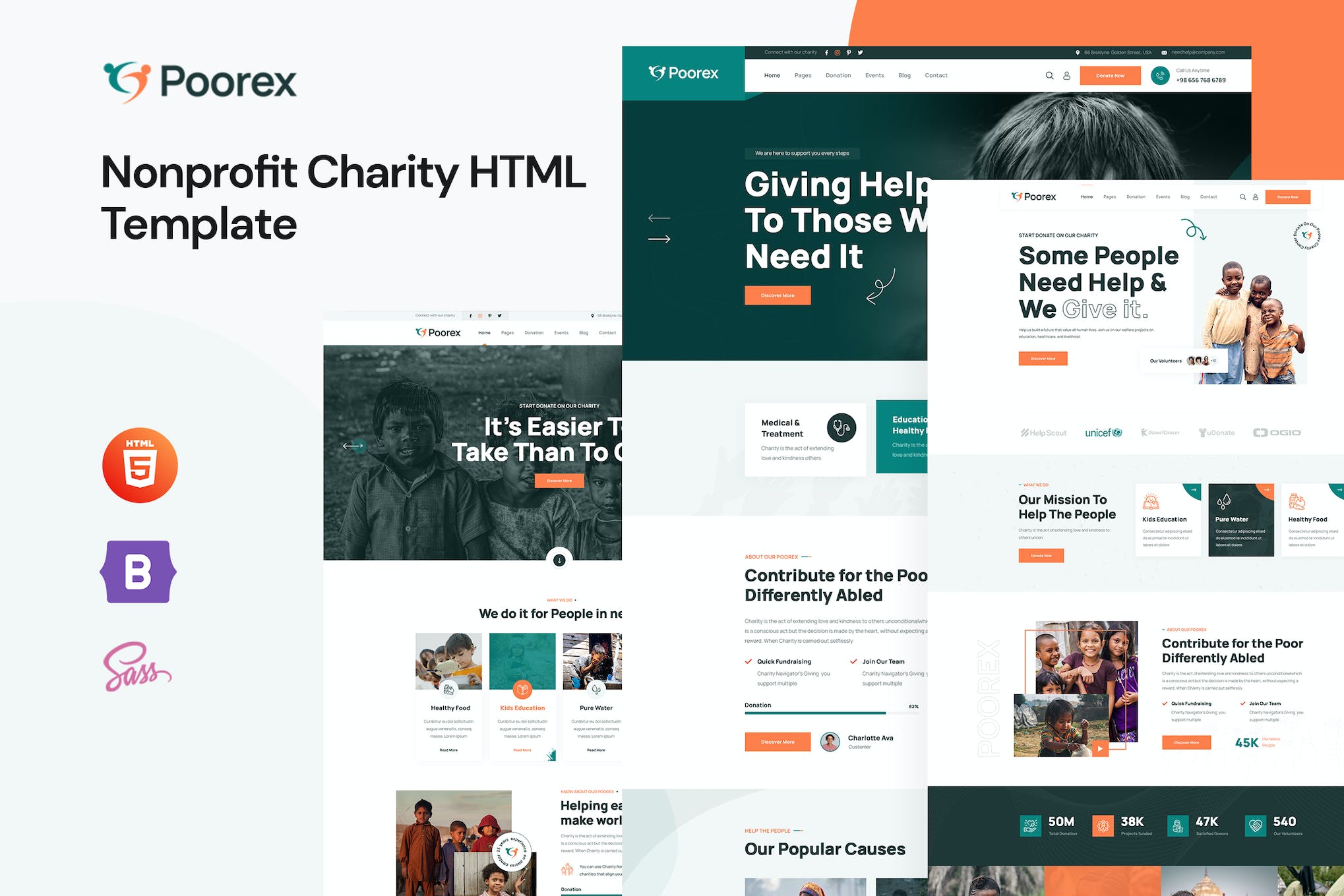 Poorex - Nonprofit Charity HTML Template- Download for Wordpress